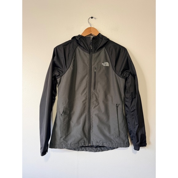 The North Face Jackets & Blazers - The North Face Womens HyVent Hooded Rain Jacket Grey Black Full Zip Small A2SZK